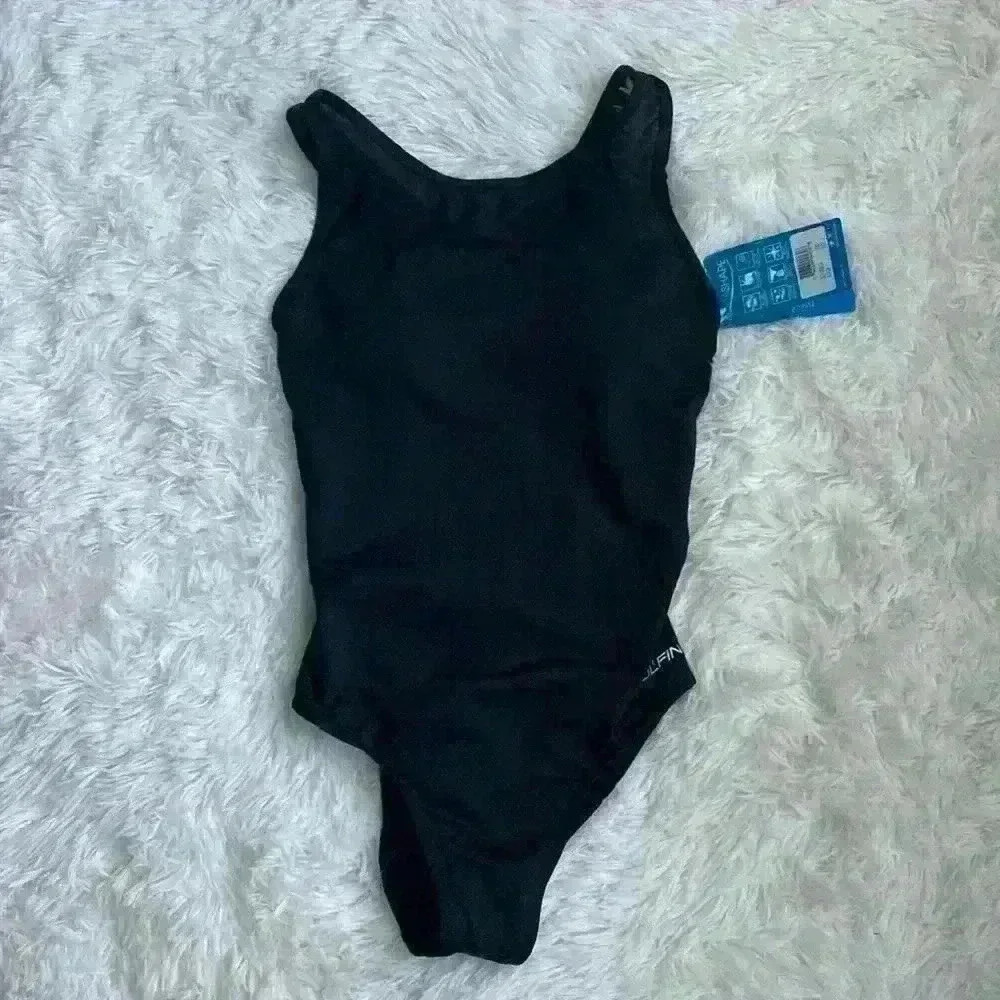 Dolphin, aqua shape women’s swimsuit, one piece, size 8, black. NWT.
